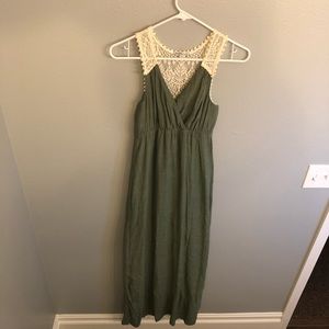 Green Lace-Backed Maxi Dress